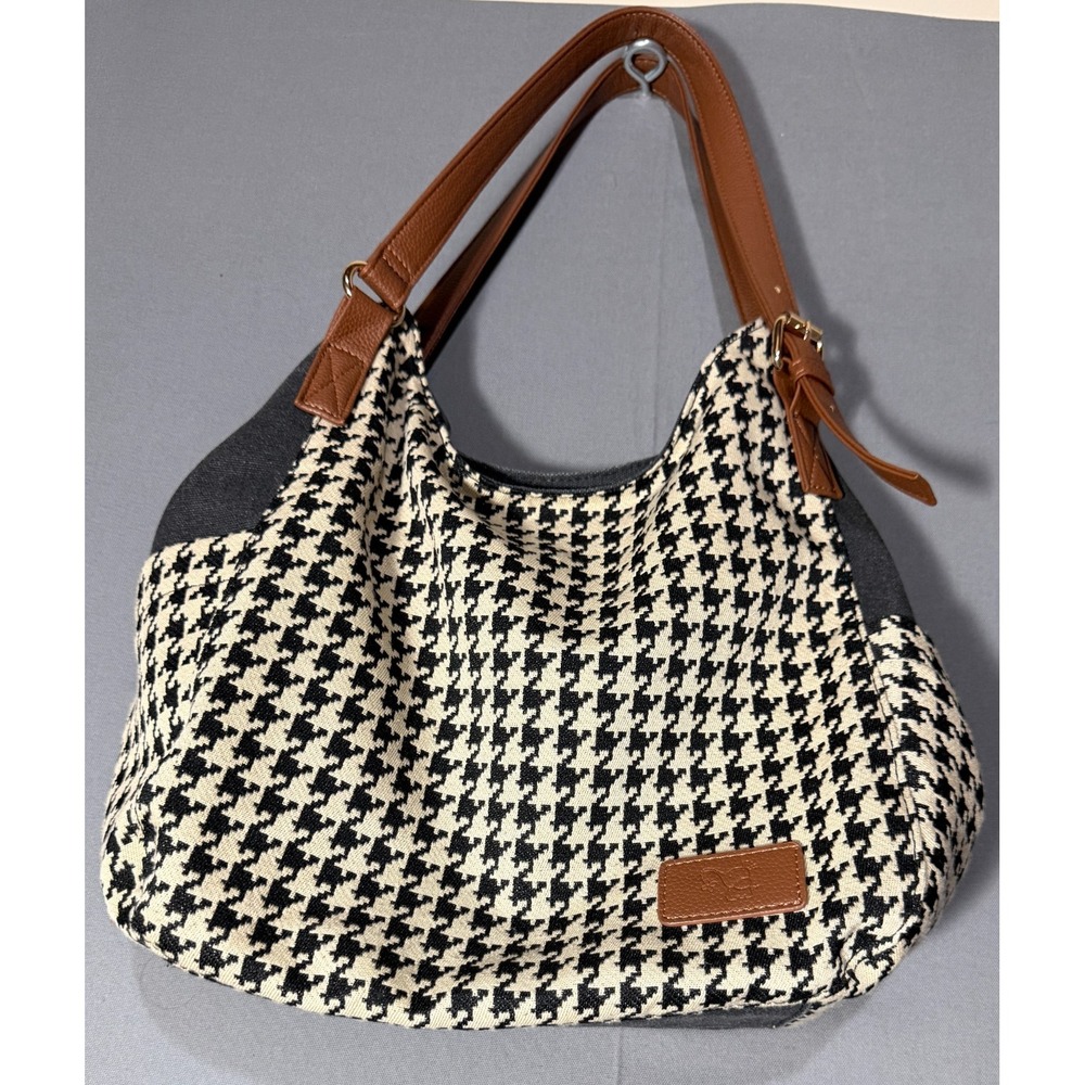 Worldlyda Women Canvas Hobo Purse Multi Pocket Tote Shopper Shoulder Bag